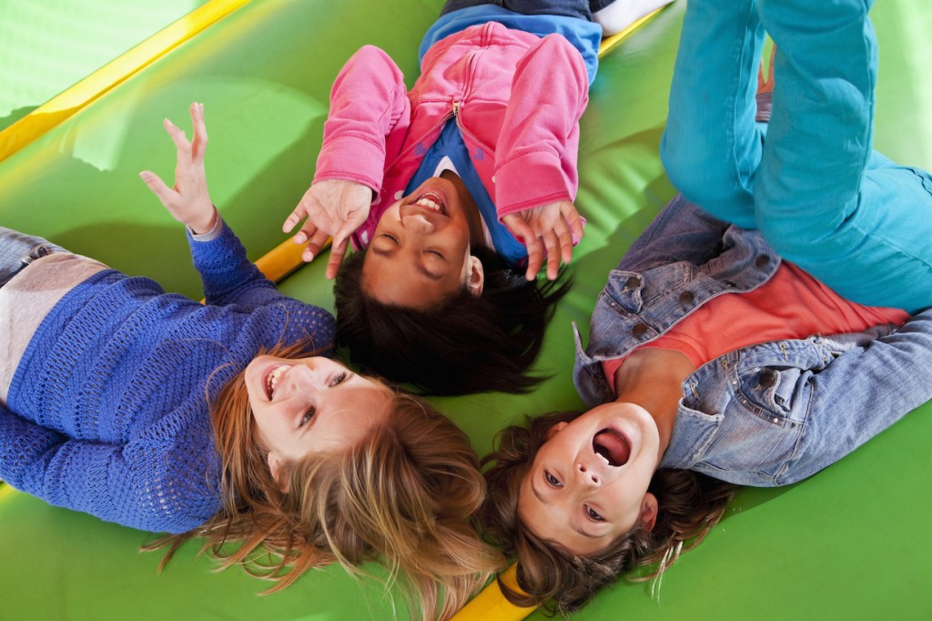 Children in bounce house