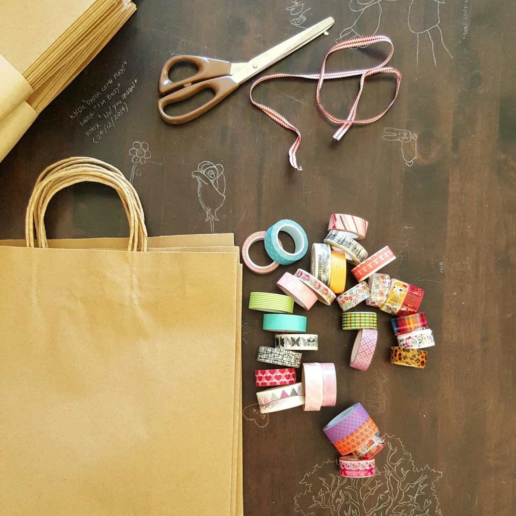 washi tape, decorating, gift bags